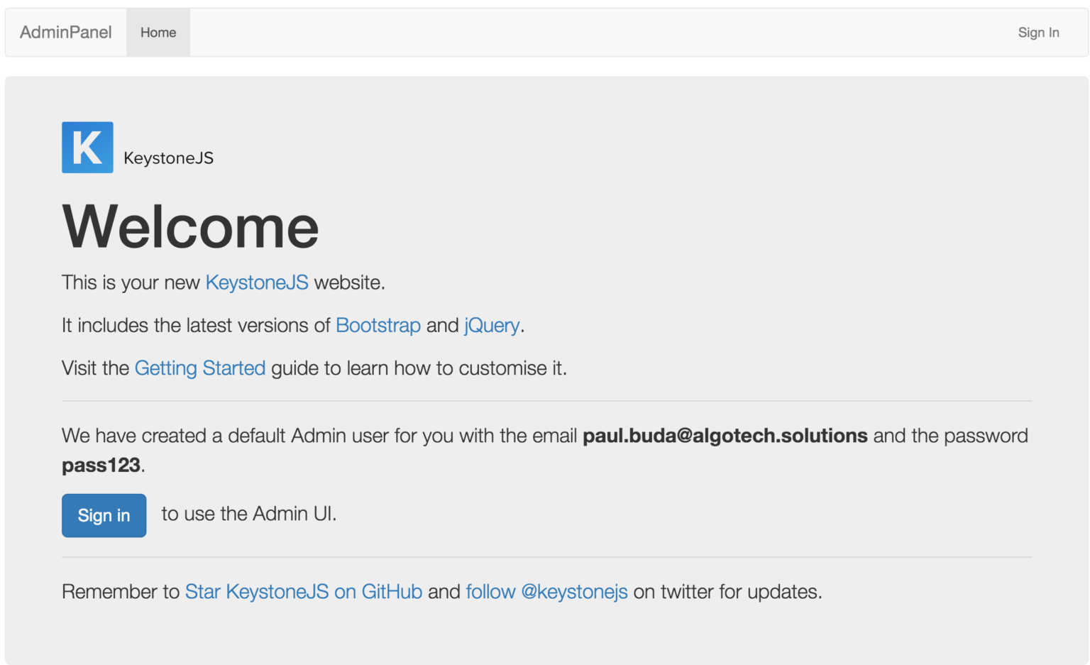 Add an Admin Panel To A NodeJs Project - Algotech Solutions